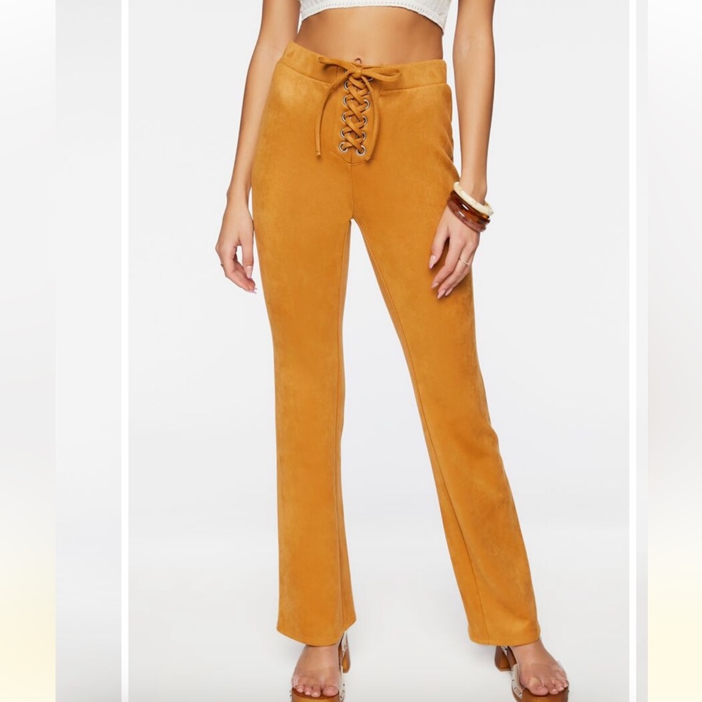 Forever 21 Faux Suede Lace-Up Flare Pants